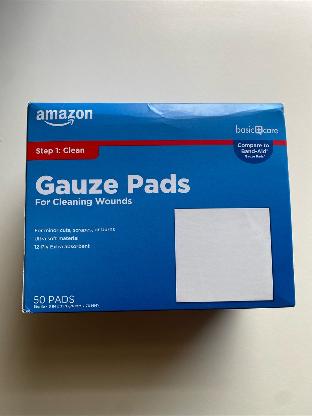 Amazon Blue Gauze Pads for Cleaning Wounds - 50 Pads